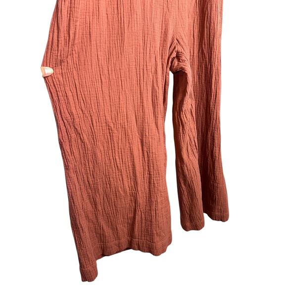 Madewell Lightestspun Tie Strap Waffle Overalls Orange Jumpsuit Size Small - Picture 5 of 10